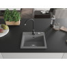 Mexen Milo single-bowl granite sink with Telma kitchen faucet, gray - 6505-71-670200-70