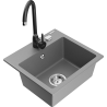 Mexen Milo 1-bowl granite sink with Telma kitchen faucet, gray - 6505-71-670200-70
