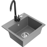 Mexen Milo single-bowl granite sink with Telma kitchen faucet, gray - 6505-71-670200-70