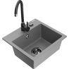 Mexen Milo 1-bowl granite sink with Telma kitchen faucet, gray - 6505-71-670200-70-B