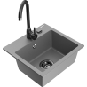 Mexen Milo granite kitchen sink 1-bowl with Telma kitchen faucet, gray - 6505-71-670200-70-B