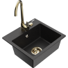 Mexen Milo 1-compartment granite sink with a kitchen mixer tap Telma, Black/Silver - 6505-73-670200-50