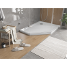 Mexen Flat pentagonal slim right shower tray 90 x 80 cm, white, chrome siphon - 41P108090R