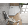 Mexen Flat pentagonal slim right shower tray 90 x 80 cm, white, chrome siphon - 41P108090R