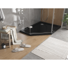 Mexen Flat pentagonal slim shower tray right 100 x 80 cm, black, chrome siphon - 41P708010R
