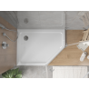 Mexen Flat pentagonal slim left shower tray 100 x 90 cm, white, chrome siphon - 41P109010L