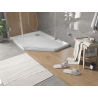 Mexen Flat pentagonal slim left shower tray 100 x 90 cm, white, chrome siphon - 41P109010L