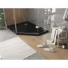 Mexen Flat pentagonal slim left shower tray 90 x 80 cm, black, chrome siphon - 41P708090L
