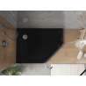 Mexen Flat pentagonal slim left shower tray 90 x 80 cm, black, chrome siphon - 41P708090L