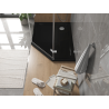 Mexen Flat pentagonal slim left shower tray 100 x 90 cm, black, chrome siphon - 41P709010L