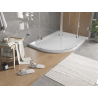 Mexen Flat semi-circular slim right shower tray 120 x 90 cm, white, chrome siphon - 41109012P