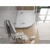 Mexen Flat semi-circular slim right shower tray 120 x 90 cm, white, chrome siphon - 41109012P