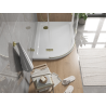 Mexen Flat semi-circular slim shower tray right 100 x 80 cm, white, golden siphon - 41108010P-G