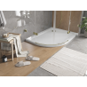 Mexen Flat semi-circular slim right shower tray 100 x 90 cm, white, gold siphon - 41109010P-G