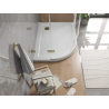 Mexen Flat semi-circular slim shower tray right 120 x 80 cm, white, gold siphon - 41108012P-G
