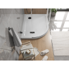 Mexen Flat semi-circular slim shower tray right 90 x 80 cm, white, black siphon - 41108090P-B