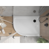 Mexen Flat semi-circular slim right shower tray 120 x 80 cm, white, black siphon - 41108012P-B