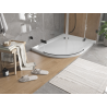 Mexen Flat slim right semicircular shower tray 120 x 90 cm, white, black drain - 41109012P-B