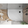 Mexen Flat slim right semicircular shower tray 120 x 90 cm, white, black drain - 41109012P-B