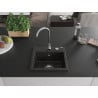 Mexen Milo granite kitchen sink 1-bowl with Telma kitchen mixer tap, black/gold - 6505-75-670200-00