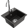 Mexen Milo 1-bowl granite sink with Telma kitchen faucet, black/gold - 6505-75-670200-00