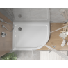 Mexen Flat slim left semi-circular shower tray 90 x 80 cm, white, chrome siphon - 41108090L