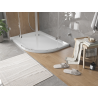 Mexen Flat semi-circular slim shower tray left 120 x 80 cm, white, chrome siphon - 41108012L