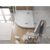 Mexen Flat slim left semi-circular shower tray 90 x 80 cm, white, chrome siphon - 41108090L