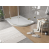 Mexen Flat half-round left slim shower tray 90 x 80 cm, white, gold siphon - 41108090L-G