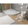 Mexen Flat slim left semicircular shower tray 90 x 80 cm, white, gold siphon - 41108090L-G