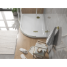 Mexen Flat semi-circular slim left shower tray 120 x 80 cm, white, gold siphon - 41108012L-G