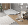 Mexen Flat half-round slim shower tray left 120 x 80 cm, white, black siphon - 41108012L-B