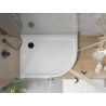 Mexen Flat semicircular slim left shower tray 100 x 90 cm, white, black siphon - 41109010L-B