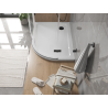 Mexen Flat semi-circular slim left shower tray 120 x 80 cm, white, black siphon - 41108012L-B