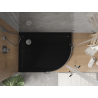 Mexen Flat semi-circular slim left shower tray 100 x 80 cm, black, chrome siphon - 41708010L