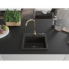 Mexen Milo 1-bowl granite sink with Telma kitchen faucet, black/gold - 6505-75-670200-50-B