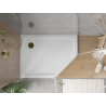 Mexen Flat pentagonal slim shower tray left 90 x 80 cm, white, gold siphon - 41P108090L-G