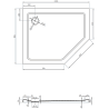 Mexen Flat pentagonal slim left shower tray 100 x 80 cm, white, gold siphon - 41P108010L-G