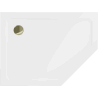 Mexen Flat pentagonal slim left shower tray 100 x 80 cm, white, gold siphon - 41P108010L-G