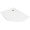Mexen Flat pentagonal slim left shower tray 100 x 80 cm, white, gold siphon - 41P108010L-G