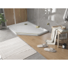 Mexen Flat pentagonal slim left shower tray 100 x 80 cm, white, gold siphon - 41P108010L-G