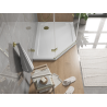Mexen Flat pentagonal shower tray slim right 100 x 80 cm, white, gold siphon - 41P108010R-G