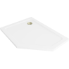 Mexen Flat pentagonal shower tray slim left 100 x 90 cm, white, gold siphon - 41P109010L-G