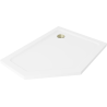 Mexen Flat pentagonal slim shower tray right 100 x 90 cm, white, gold siphon - 41P109010R-G