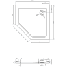 Mexen Flat pentagonal slim shower tray 100 x 100 cm, white, gold siphon - 41P101010-G