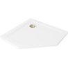 Mexen Flat pentagonal slim shower tray 100 x 100 cm, white, gold siphon - 41P101010-G
