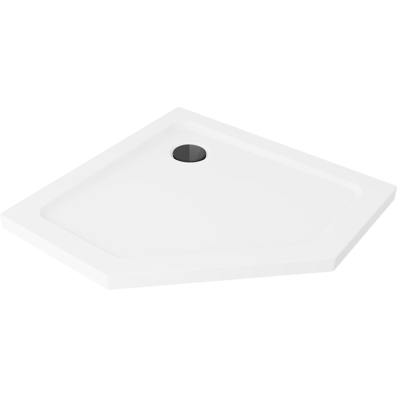 Mexen Flat pentagonal slim shower tray 80 x 80 cm, white, black siphon - 41P108080-B