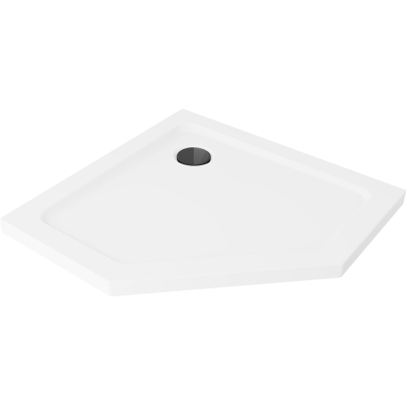 Mexen Flat pentagonal slim shower tray 80 x 80 cm, white, black siphon - 41P108080-B