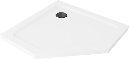 Mexen Flat pentagonal slim shower tray 80 x 80 cm, white, black siphon - 41P108080-B