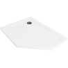 Mexen Flat slim pentagonal left shower tray 90 x 80 cm, white, black siphon - 41P108090L-B